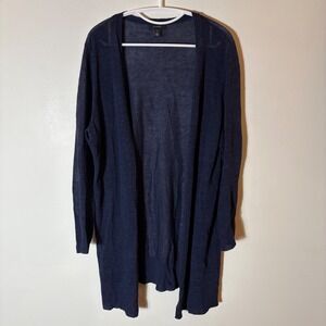 Halogen Navy Open‎ Front Long Sleeve Lightweight Cardigan Sweater XL